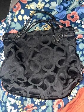 Coach Black Signature Circle Shoulder Bag
